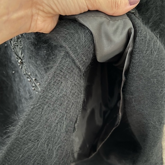 NWT VINTAGE RARE Fur Embellished h Black Winter Coat Medium - Picture 6 of 6